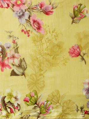 Mustard Printed Linen Saree With Blouse 4