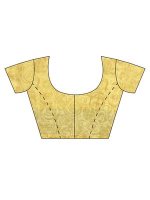 Mustard Printed Linen Saree With Blouse 5