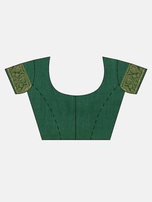 Green Woven Silk Blend Saree With Blouse 5
