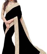 Black Vichitra Silk Fancy Lace Saree With Dhupion Silk Blouse Piece.