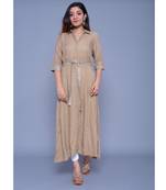 Brown printed rayon kurtas-and-kurtis