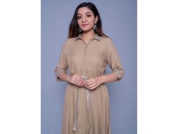 Brown printed rayon kurtas-and-kurtis 4