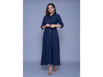 Navy-blue printed rayon kurtas-and-kurtis 1