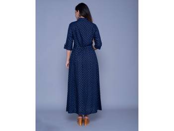 Navy-blue printed rayon kurtas-and-kurtis 2