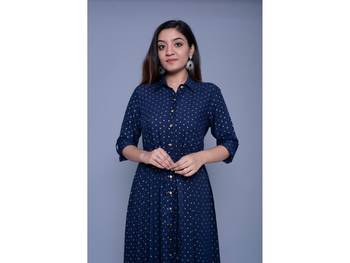 Navy-blue printed rayon kurtas-and-kurtis 3
