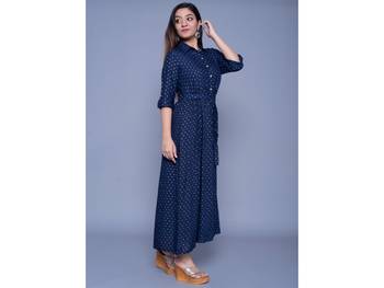 Navy-blue printed rayon kurtas-and-kurtis 4
