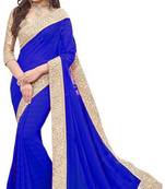 Royal Blue Bahubali Silk saree With Fancy Lace and dhupion Silk Blouse Piece.