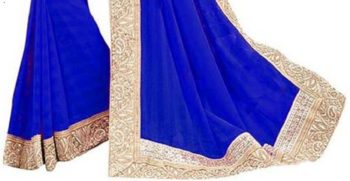 Royal Blue Bahubali Silk saree With Fancy Lace and dhupion Silk Blouse Piece. 3