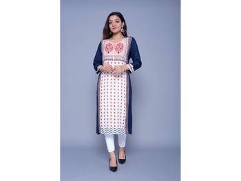 Navy-blue printed rayon kurtas-and-kurtis 1