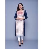 Navy-blue printed rayon kurtas-and-kurtis