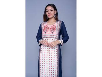 Navy-blue printed rayon kurtas-and-kurtis 3