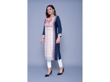 Navy-blue printed rayon kurtas-and-kurtis 4