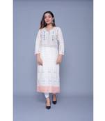 Cream printed satin kurtas-and-kurtis