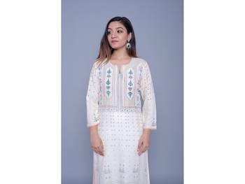 Cream printed satin kurtas-and-kurtis 3
