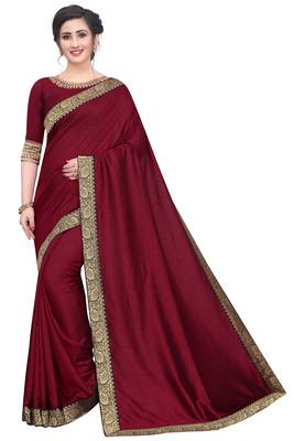 Maroon woven silk saree with blouse 1