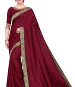 Maroon woven silk saree with blouse