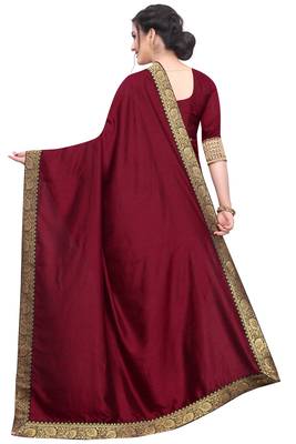 Maroon woven silk saree with blouse 3