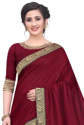 Maroon woven silk saree with blouse 4