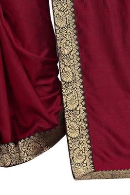 Maroon woven silk saree with blouse 5