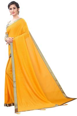 Orange woven silk saree with blouse 2