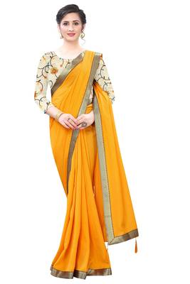 Orange woven silk saree with blouse 4