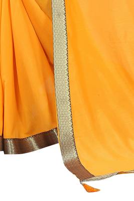 Orange woven silk saree with blouse 5
