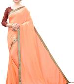 Peach woven silk saree with blouse