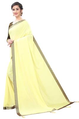Yellow Woven Silk Blend Saree With Blouse 2
