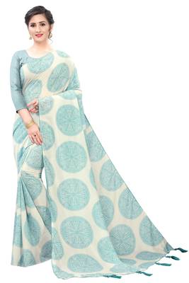 Cream woven silk saree with blouse 1
