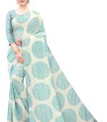 Cream woven silk saree with blouse