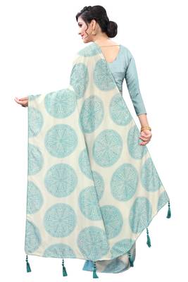 Cream woven silk saree with blouse 2