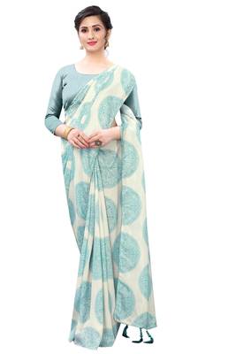 Cream woven silk saree with blouse 4