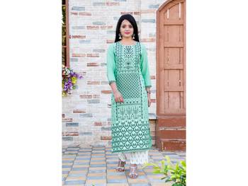 Light-green screen print blended cotton salwar 1
