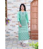 Light-green screen print blended cotton salwar