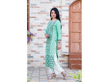 Light-green screen print blended cotton salwar 2