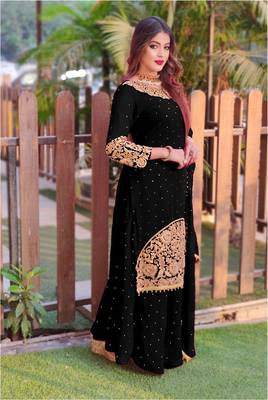Black embroidered georgette salwar 1