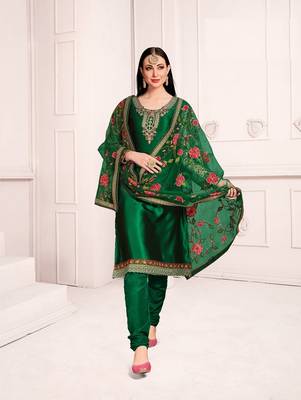 Green embroidered georgette salwar 1