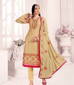 Beige embroidered georgette salwar