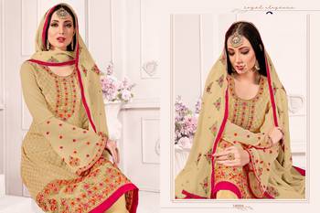 Beige embroidered georgette salwar 2