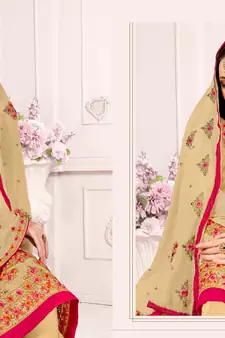 Beige embroidered georgette salwar