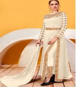 Off-white embroidered georgette salwar