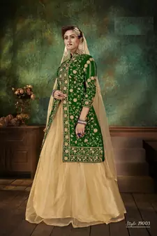 Green embroidered velvet salwar