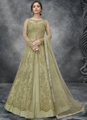 Sea Green Net Lehenga & Pant Style Suit 2