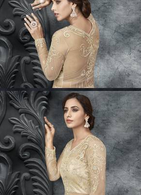 Off White Net Lehenga & Pant Style Suit 3