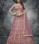 Pink Net Lehenga & Pant Style Suit
