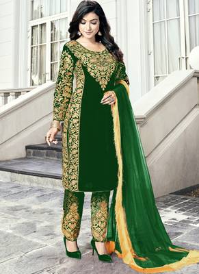 Green Embroidered Pakistani Pant Suit 1