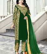 Green Embroidered Pakistani Pant Suit