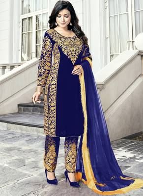 Blue Embroidered Pakistani Pant Suit 1