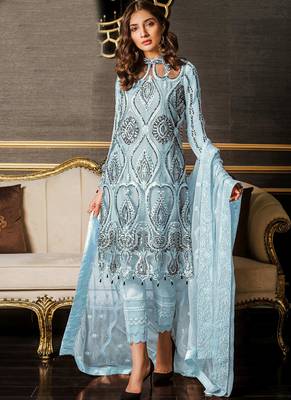 Sky Blue Sequence Designer Pakistani Suit 1