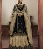 Black Georgette & Net Lehenga & Pant Style Suit